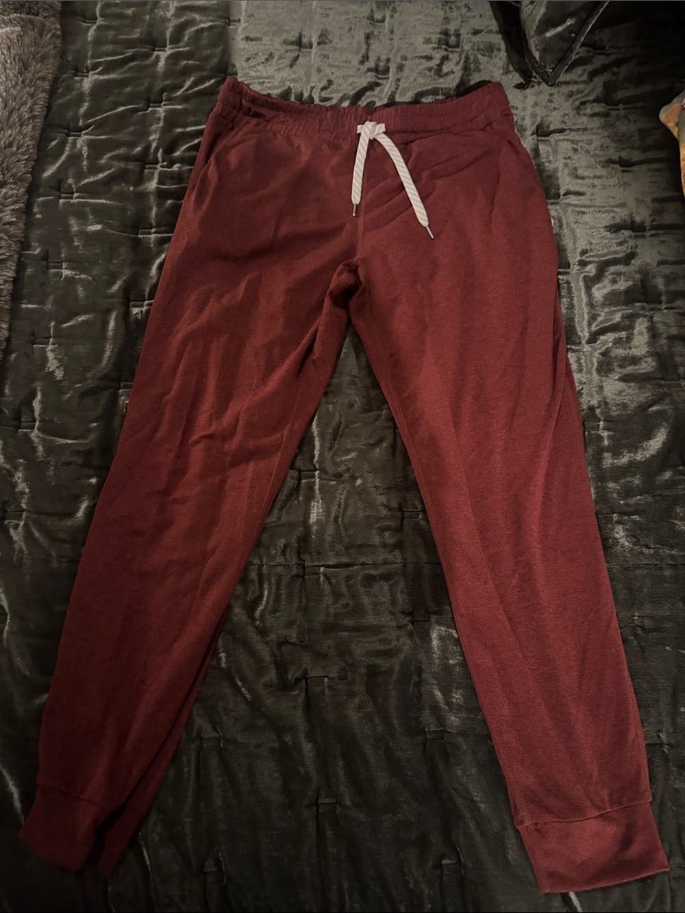 Vuori Rust Red Drawstring Jogger Pants with White Cord